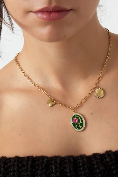 Collar de flor eterna - Color dorado h5 Imagen2